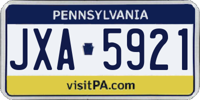 PA license plate JXA5921