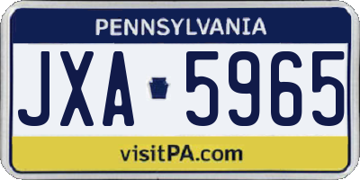 PA license plate JXA5965