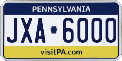 PA license plate JXA6000