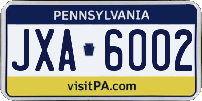 PA license plate JXA6002