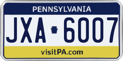 PA license plate JXA6007