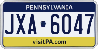 PA license plate JXA6047