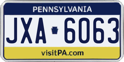 PA license plate JXA6063