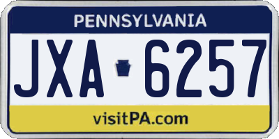 PA license plate JXA6257