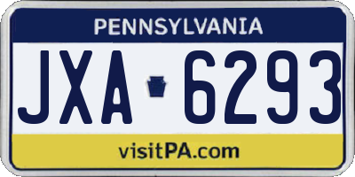 PA license plate JXA6293