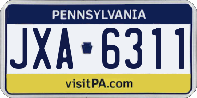 PA license plate JXA6311