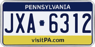 PA license plate JXA6312