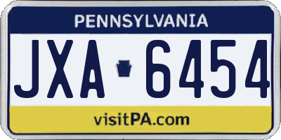 PA license plate JXA6454
