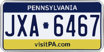 PA license plate JXA6467