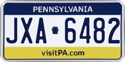 PA license plate JXA6482