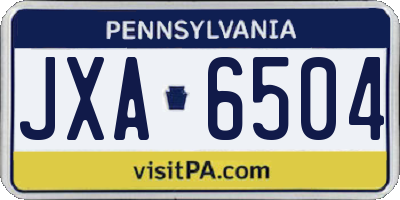 PA license plate JXA6504