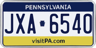 PA license plate JXA6540