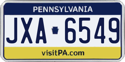PA license plate JXA6549