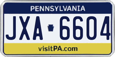 PA license plate JXA6604