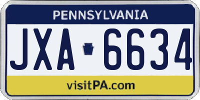 PA license plate JXA6634