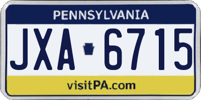 PA license plate JXA6715