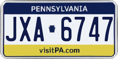 PA license plate JXA6747