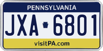 PA license plate JXA6801
