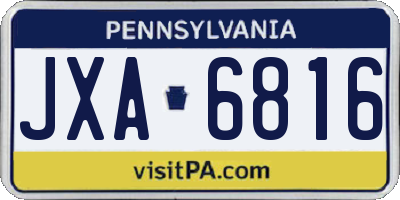 PA license plate JXA6816