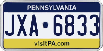 PA license plate JXA6833