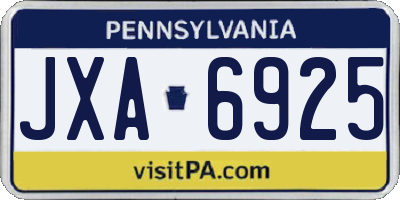PA license plate JXA6925