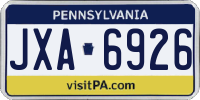 PA license plate JXA6926