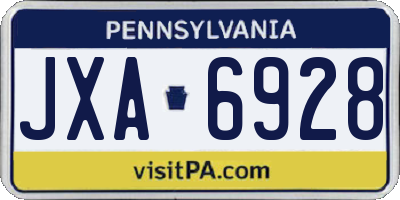 PA license plate JXA6928
