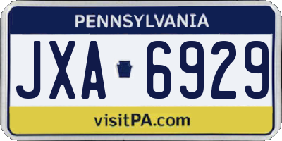 PA license plate JXA6929