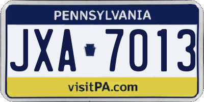 PA license plate JXA7013