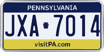 PA license plate JXA7014
