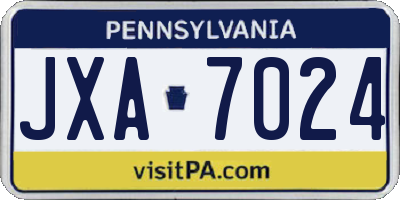 PA license plate JXA7024
