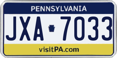 PA license plate JXA7033
