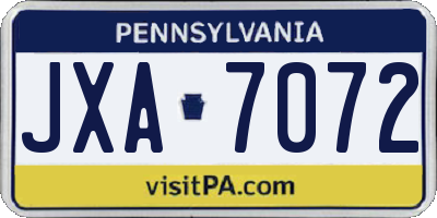 PA license plate JXA7072