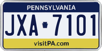 PA license plate JXA7101