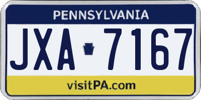 PA license plate JXA7167