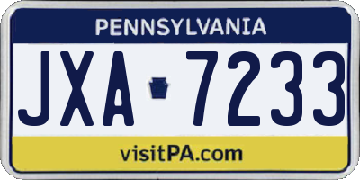 PA license plate JXA7233