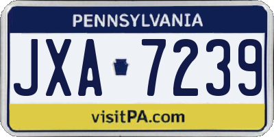 PA license plate JXA7239