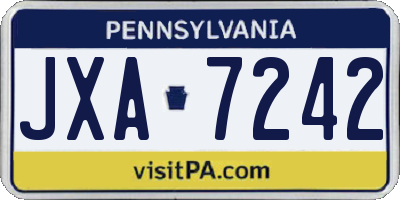 PA license plate JXA7242