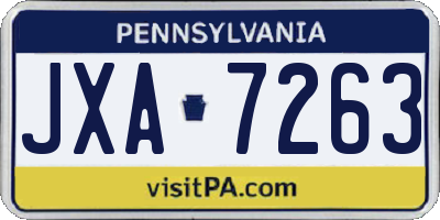 PA license plate JXA7263