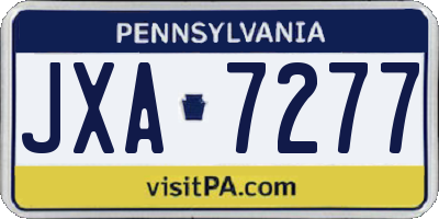 PA license plate JXA7277
