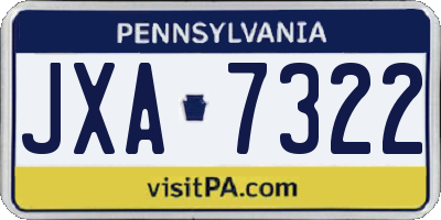 PA license plate JXA7322