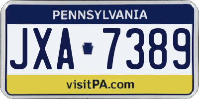 PA license plate JXA7389