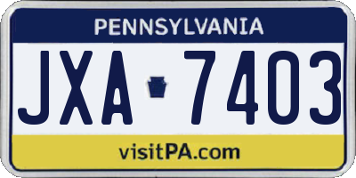 PA license plate JXA7403