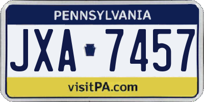 PA license plate JXA7457