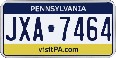PA license plate JXA7464