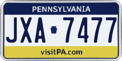 PA license plate JXA7477