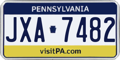 PA license plate JXA7482