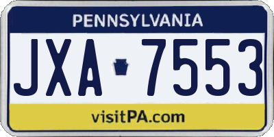PA license plate JXA7553
