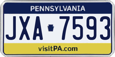 PA license plate JXA7593