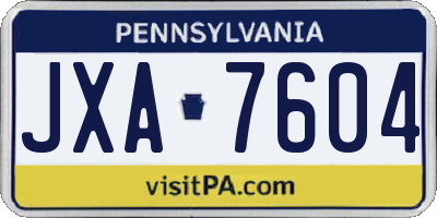 PA license plate JXA7604
